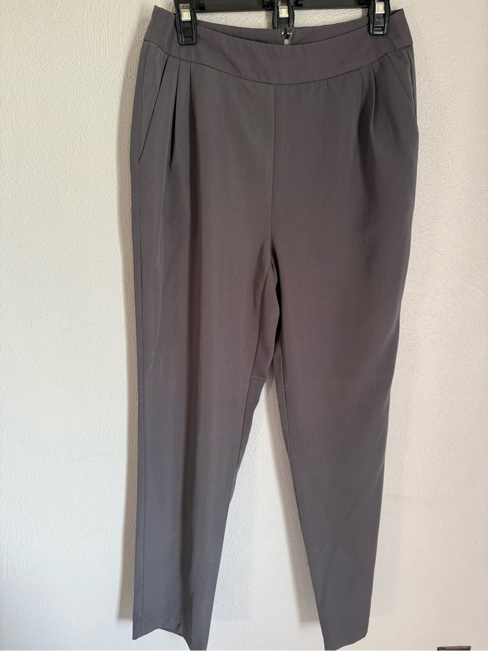 Charlotte Russe Gray Pleated Tapered Trousers